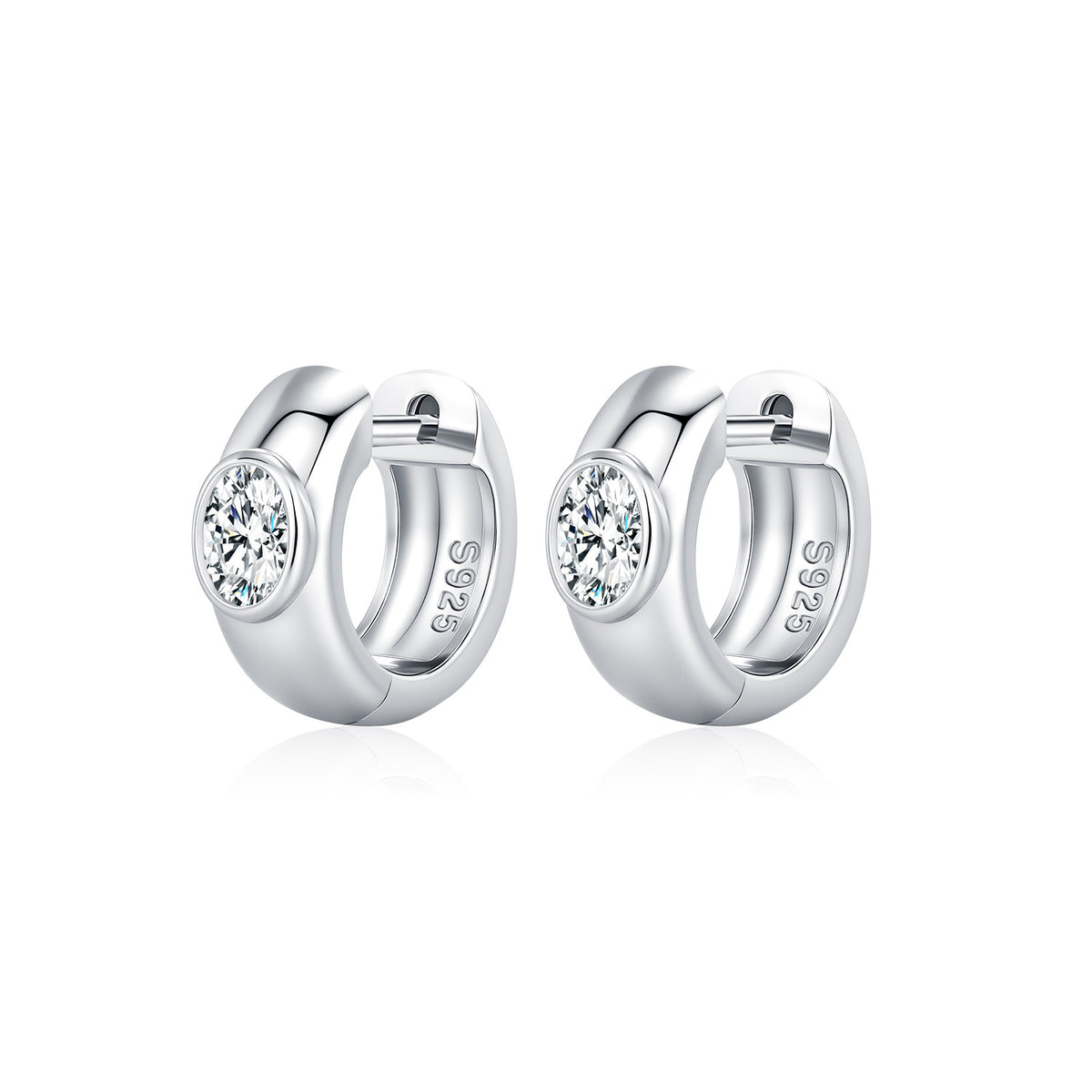 925 Sterling Silver Minimalist Moissanite Hoop Earrings