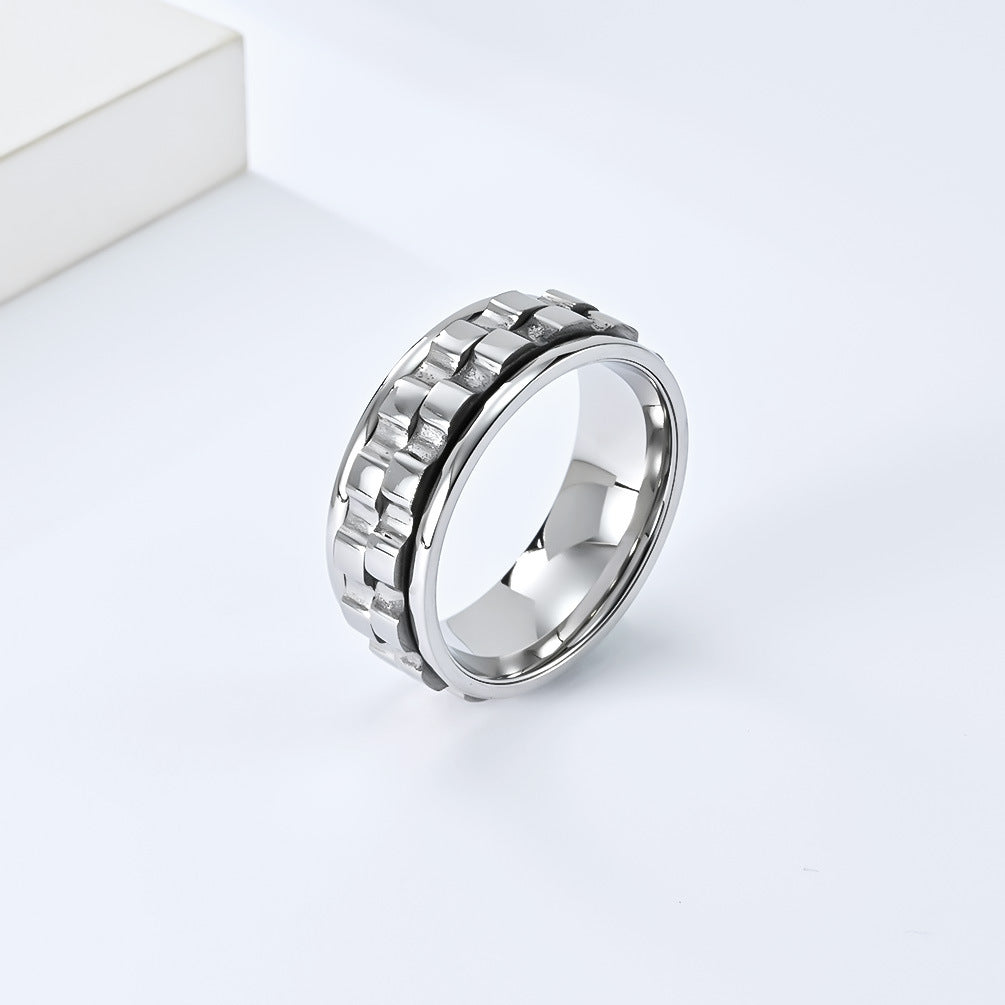 Planderful Everyday Genie Rotating Gear Ring Stainless Steel Stress Relief Unisex Ring Size 7 12