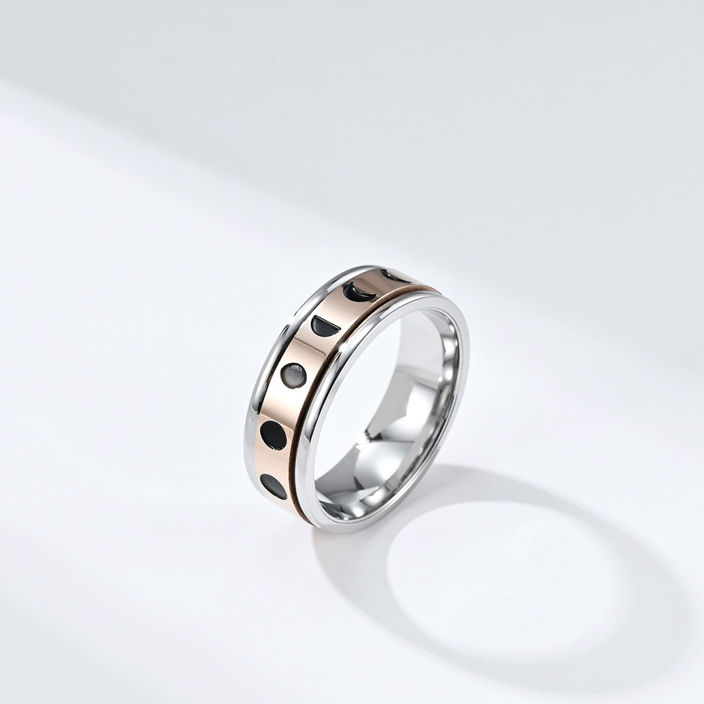 Planderful Total Solar Eclipse Anxiety Relief Ring Rotatable Stainless Steel Fidget Jewelry For Stress Relief