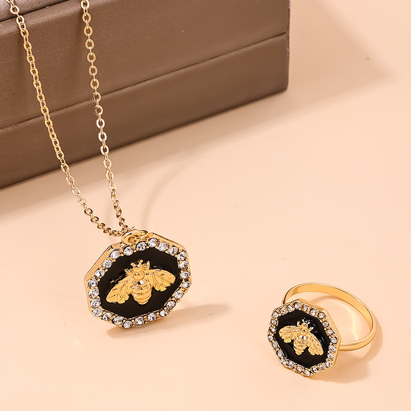 Elegant Bee Queen Necklace and Ring Set - Vienna Verve Collection by Planderful