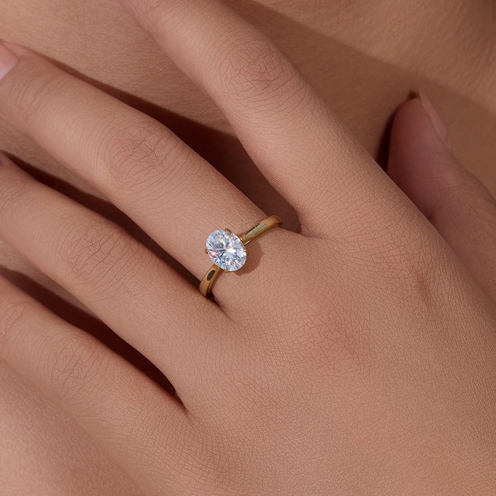 S925 Sterling Silver Oval Zircon Simulation Diamond Ring Classic Wedding Ring Exclusive Supply