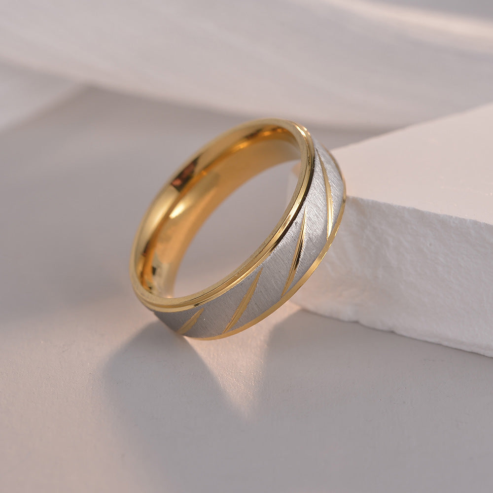 Two-Tone Titanium Ring Set for Cross-Border Couples in Europe and the USA