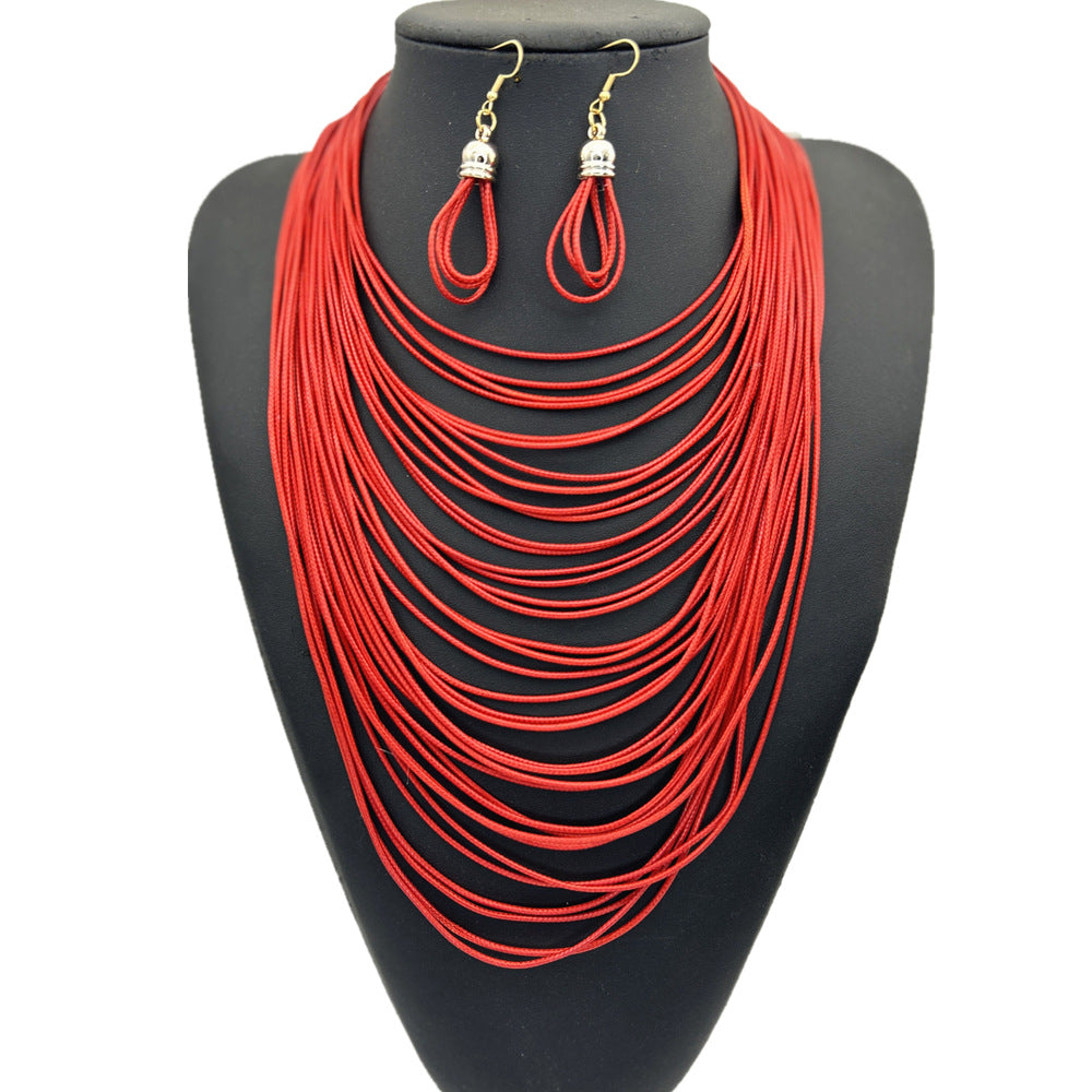 Exotic Tassel Necklace Set - Fashionable Sweater Chain with Magnetic Clasp