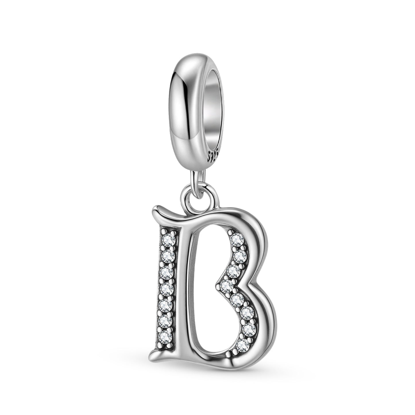 Planderful Jewelry 26 Letter Sterling Silver Pendant With Zircon Inlays Necklace