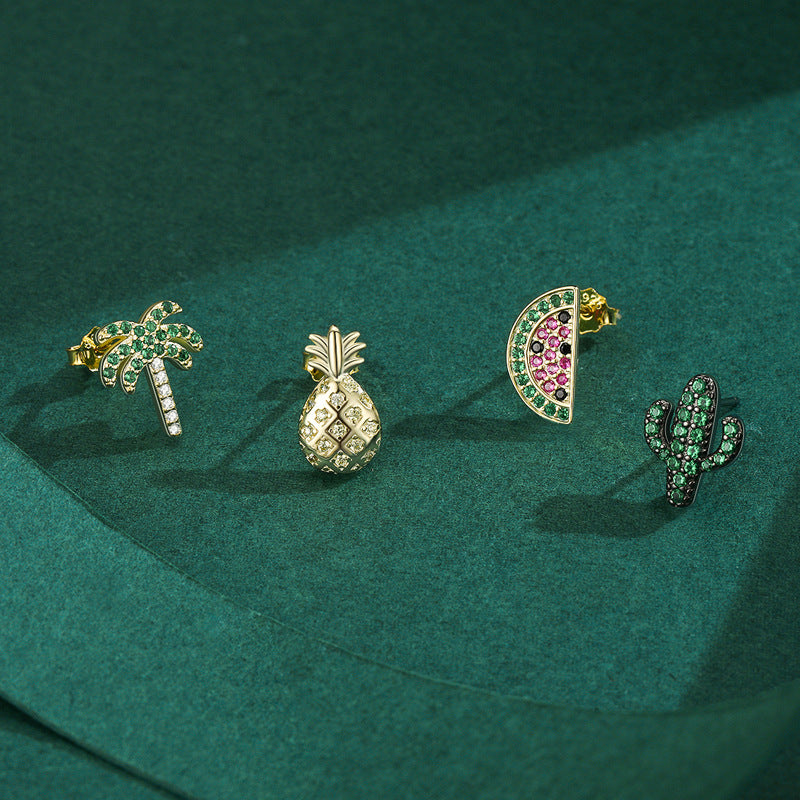 925 Sterling Silver Pineapple Watermelon Earrings