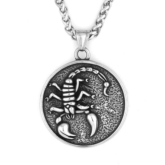 Planderful Men's Stainless Steel Scorpion Necklace Punk Hip Hop Retro Pendant For Trendsetters