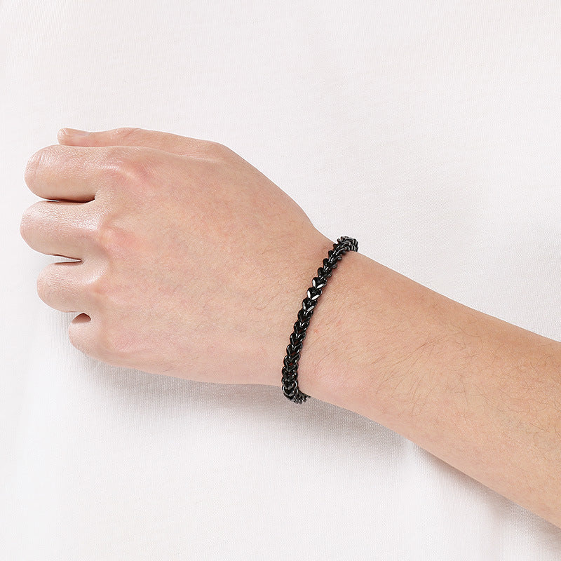 Stainless Steel Front & Back Bracelet – Commuting 5mm Keel Chain Adjustable Business