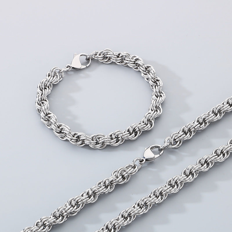 Mens Stainless Steel Twist Circle Necklace Jewelry Style