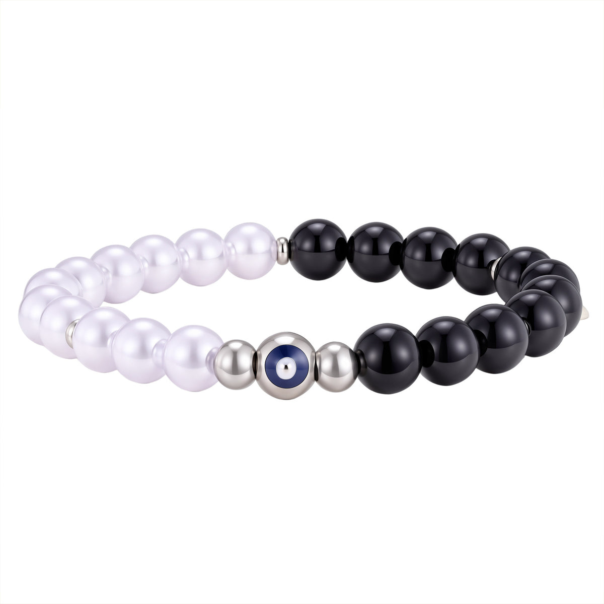 Devil's Eye Pearl Black Stainless Steel Bracelet for Men
