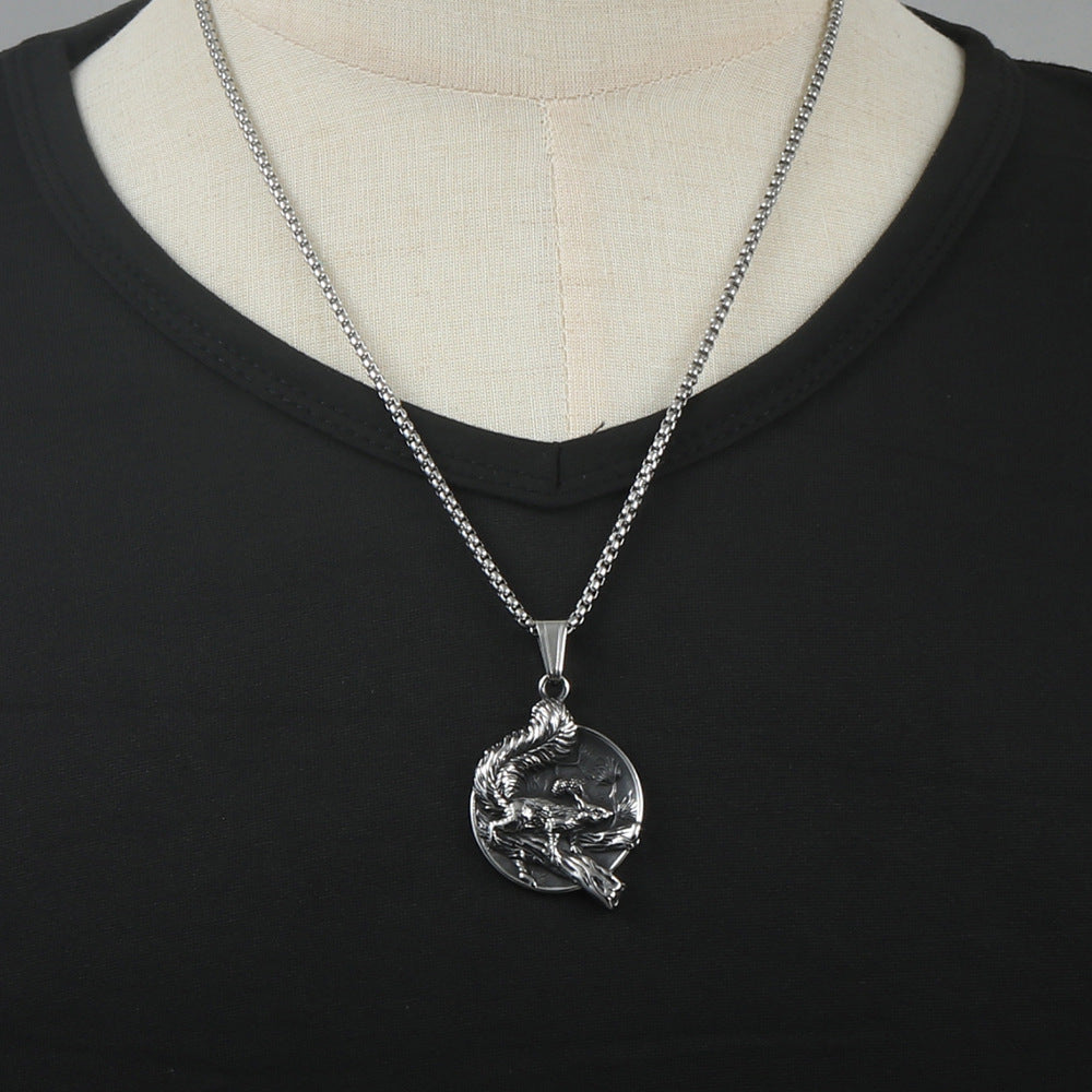 Trendy Retro Titanium Steel Squirrel Pendant Necklace for Men - European and American Punk Style
