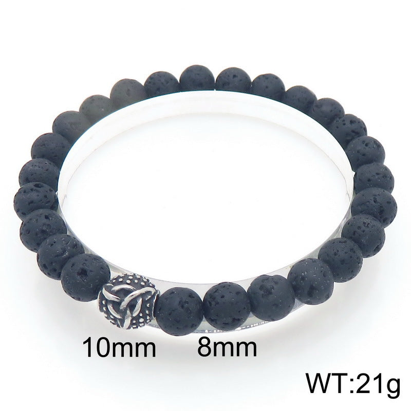 Planderful Genie Beaded Volcanic Stone Men Bracelet