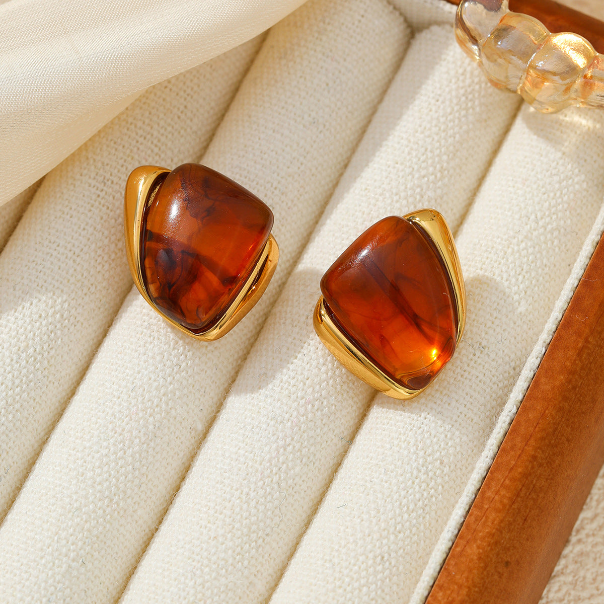 Planderful Vienna Verve Stainless Steel Stud Earrings Geometric Irregular Golden Edge Statement For Women