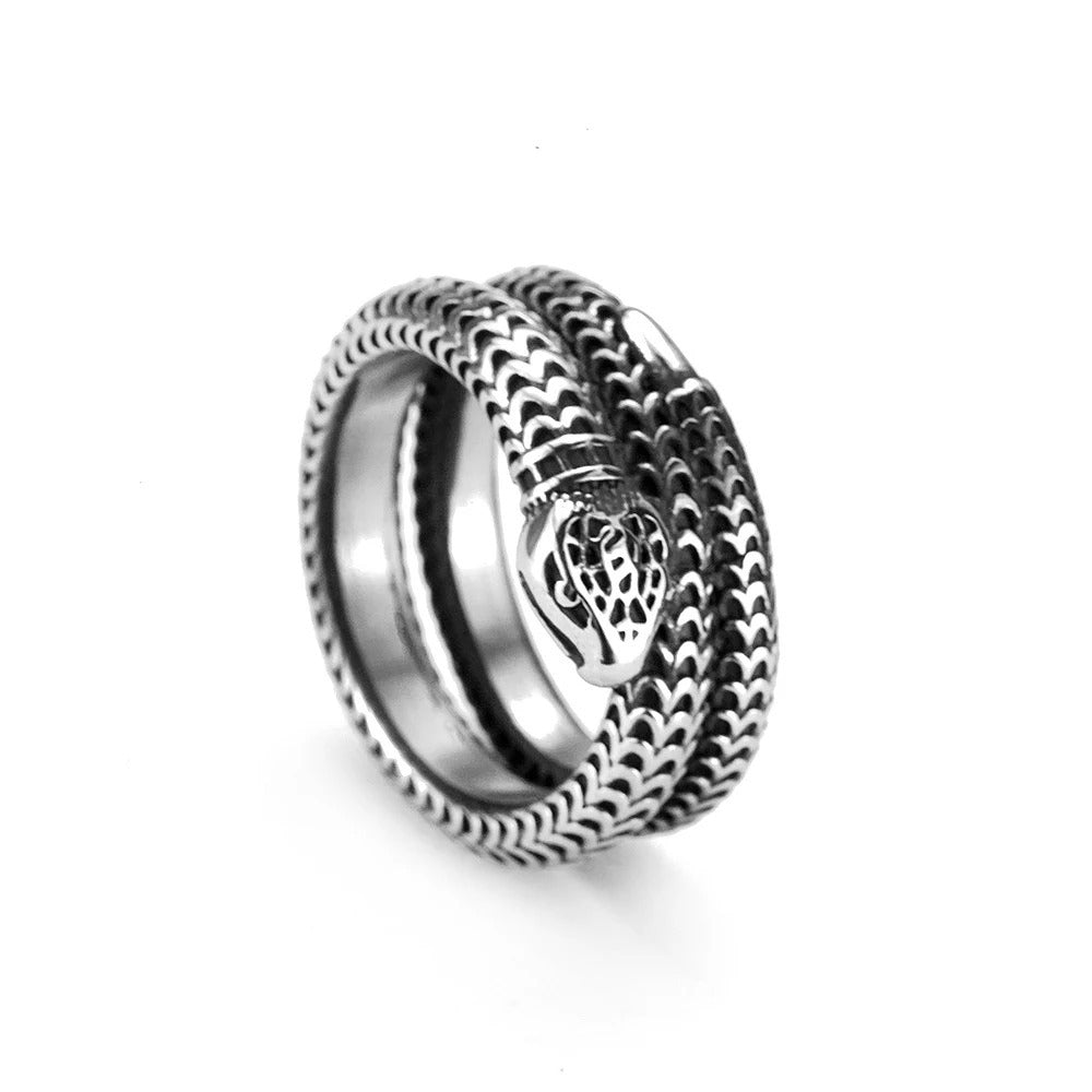 Punk Viking Snake Stainless Steel Men's Ring