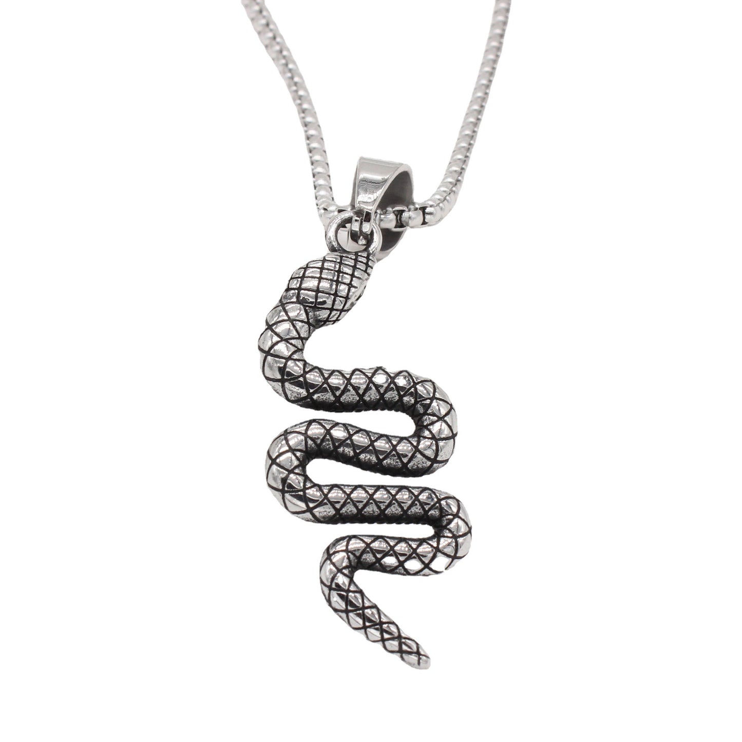 Titanium Steel Snake Pendant For Men And Unisex By Planderful Retro European American Style Protection Symbol