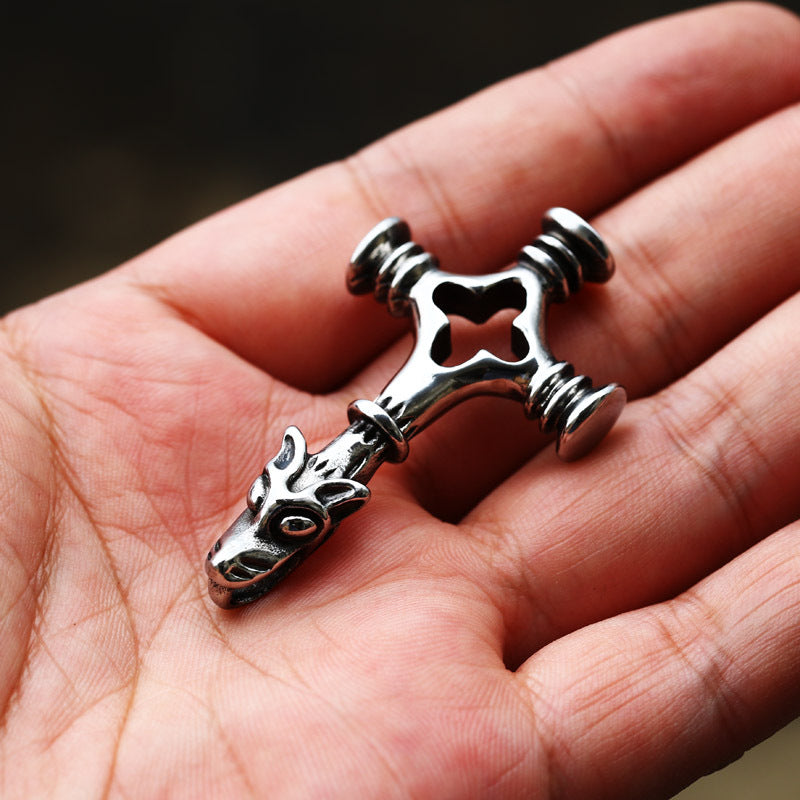 Hollow Cross Pendant – Stainless Steel Dragon Head Pendant Necklace