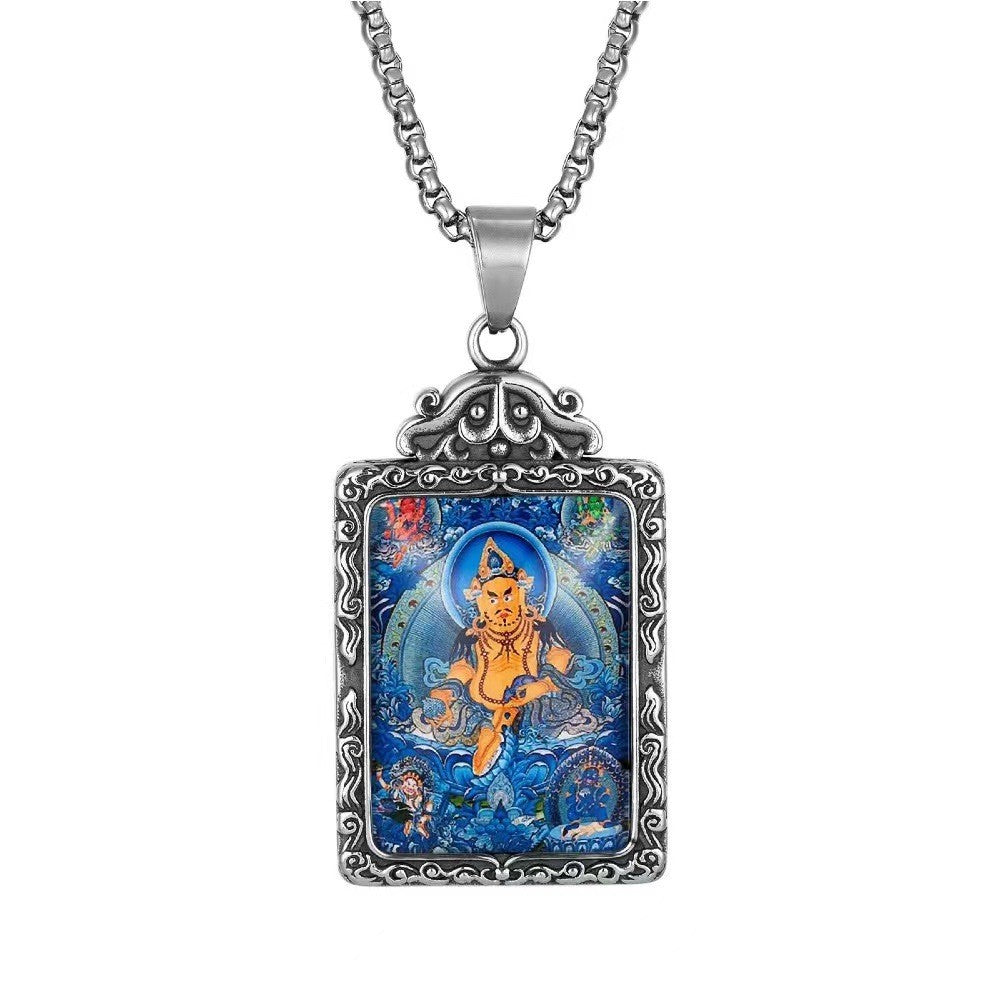 Zodiac Guardian Buddha Pendant For Men And Women By Planderful Titanium Steel Thangka Necklace With Premium Protection