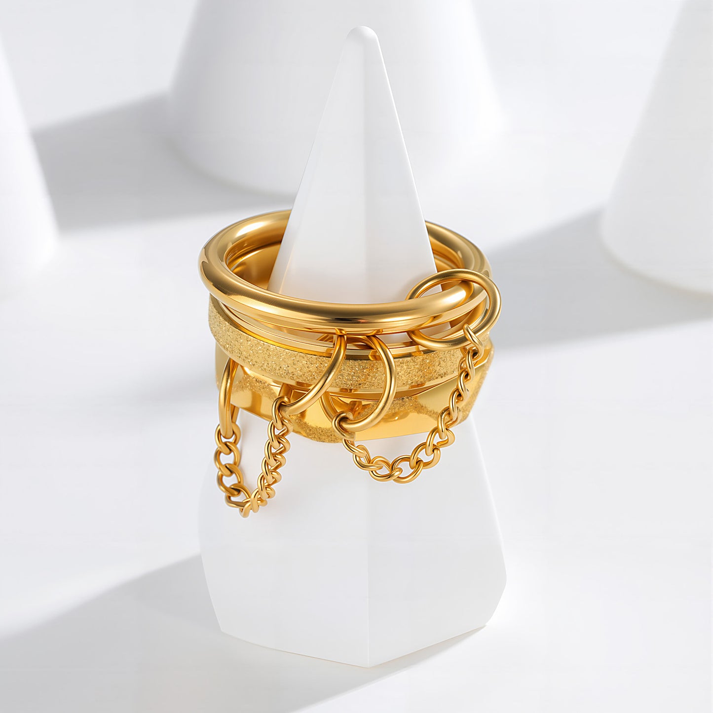 Planderful Stainless Steel Stacked Ring Unisex Jewelry