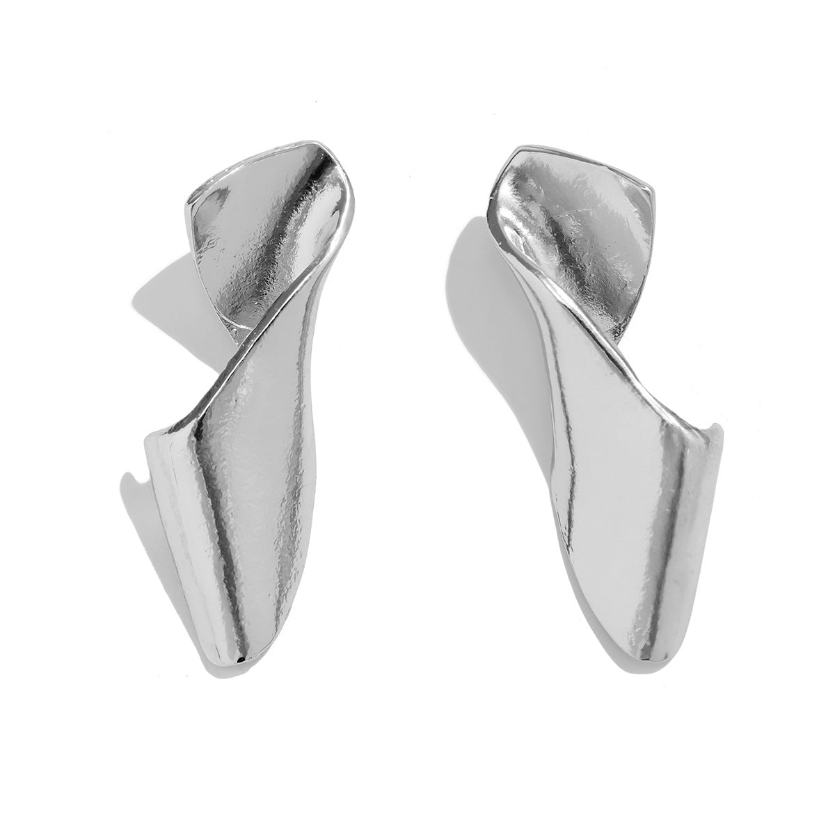 Planderful Vienna Verve Pleated Metal Folding Stud Earrings For Women Versatile Geometric Retro Statement