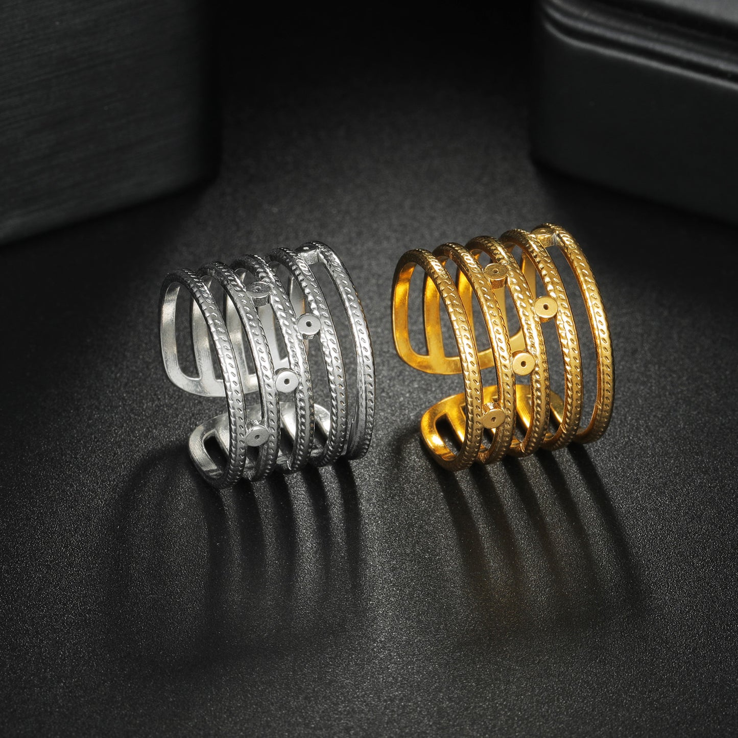 Geometric Stainless Steel Ring Planderful Adjustable Open Design For Women Unisex Durable Fade Resistant