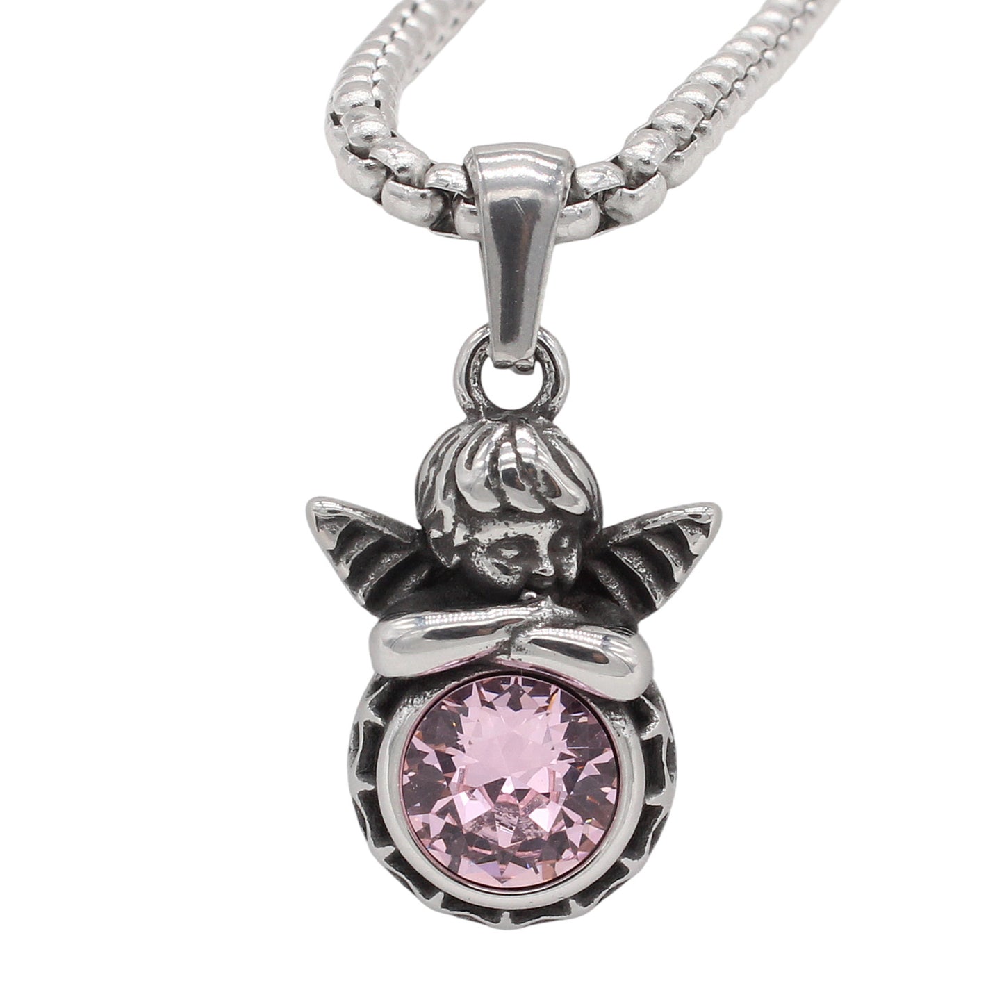 Planderful Everyday Genie – European and American Retro Little Angel Eros Titanium Steel Pendant Necklace for Men