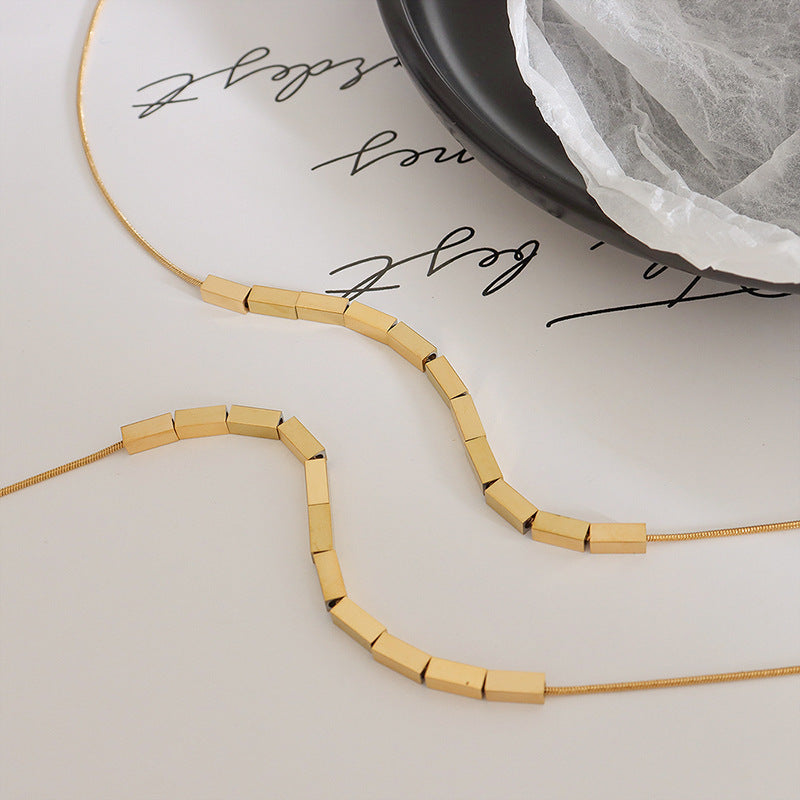 Summer Geometric Block Pendant Necklace - Chic Gold Plated Wholesale Accessory