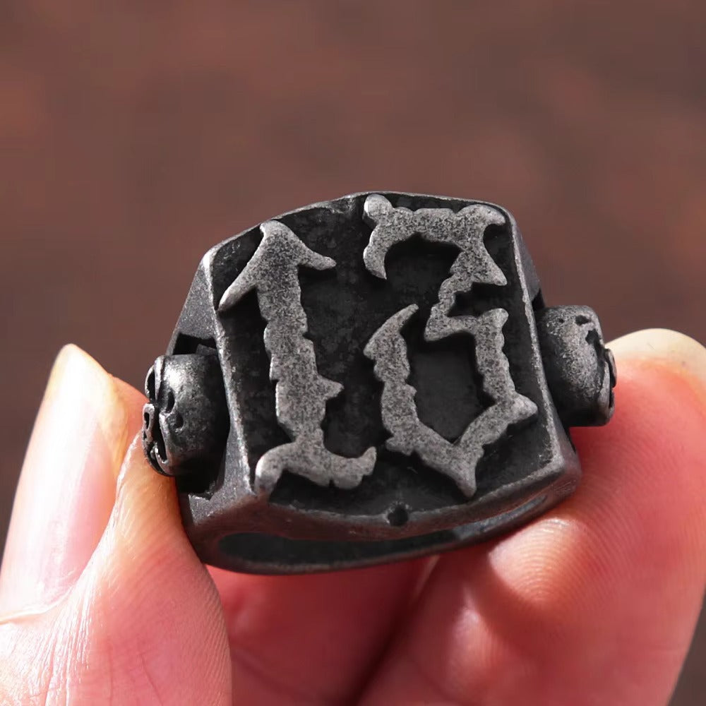 Vintage Number Stainless Steel Men's Ring