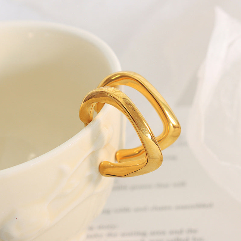 Geometric Minimalist Gold-Plated C-Shaped Earrings - Trendy Ear Jewelry