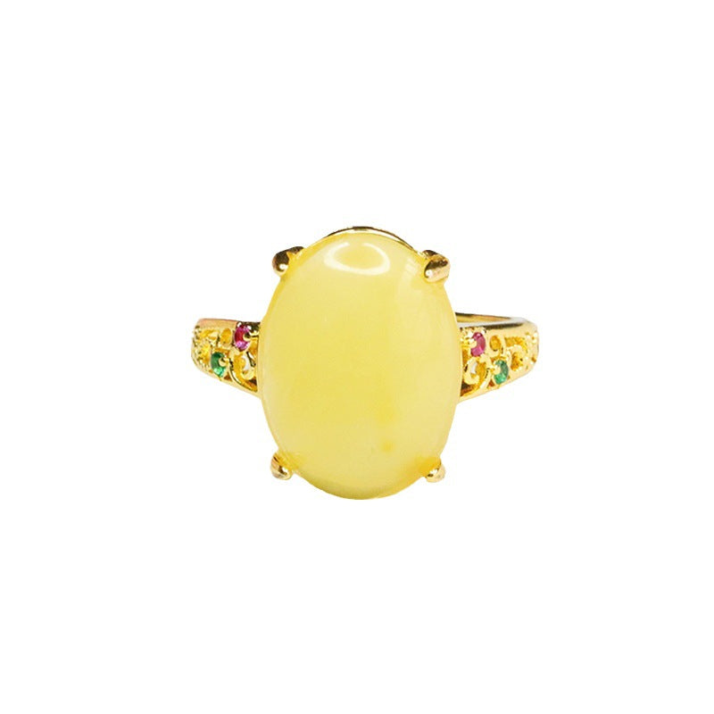 Hollow Zircon Sterling Silver Bee Ring with Adjustable Diameter