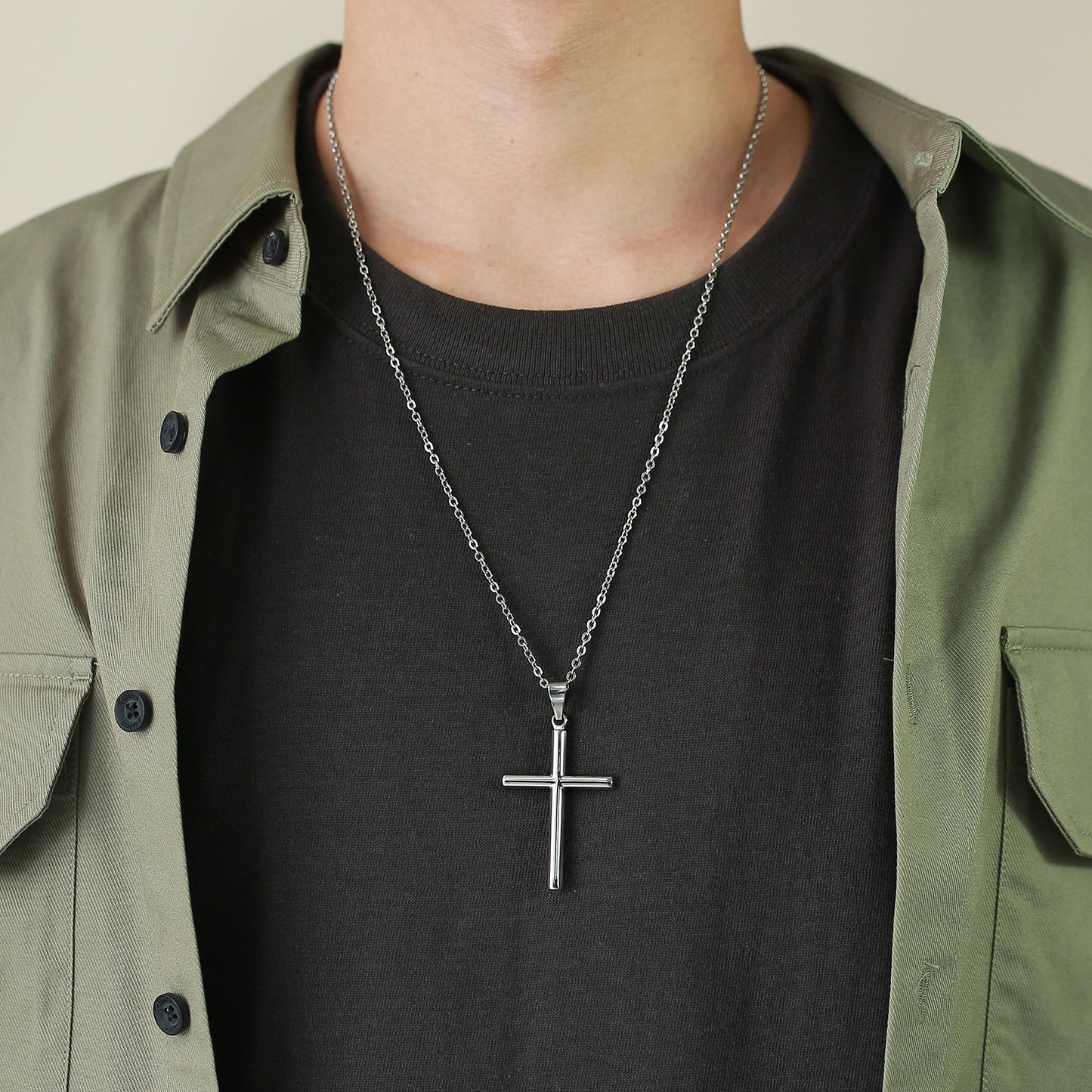 Foreign Trade Accessories Stainless Steel Round Cross Pendant