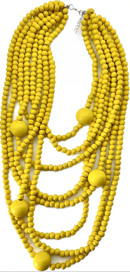 North American Inspired Multi-layer Wooden Bead Necklace with Exaggerated Cross-border Jewelry Elements