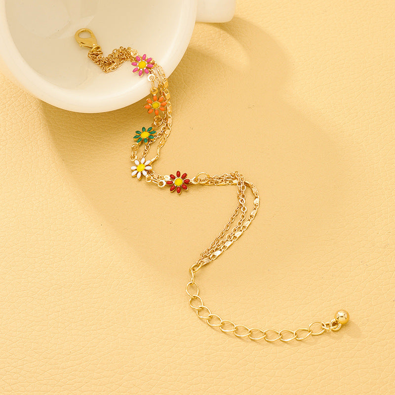 European and American Jewelry: Three-Layer Metal Drop Glaze Bracelet