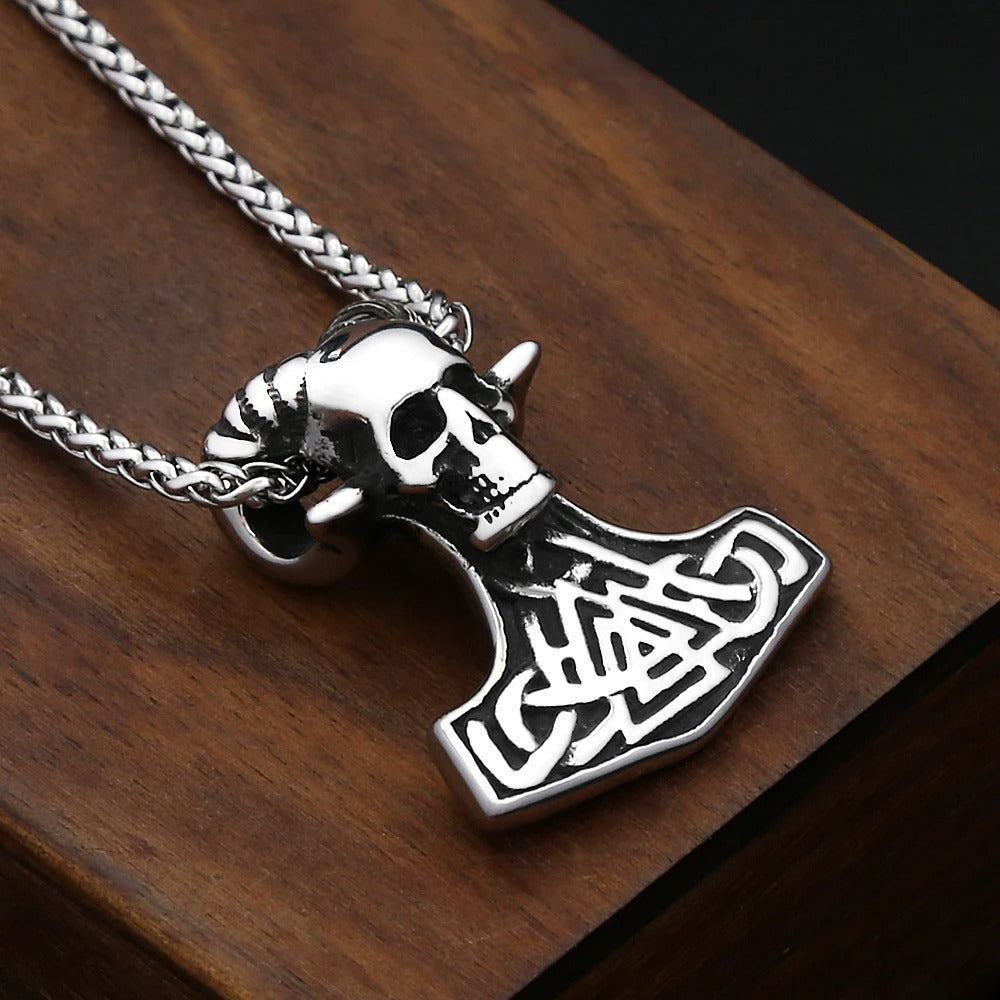 Punk Skull Viking Stainless Steel Men's Pendant Necklace