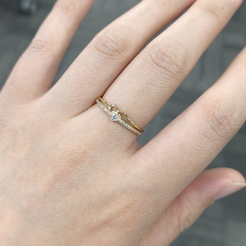 S925 Sterling Silver Unlimited Lucky 8-Character Ring Zircon Ring