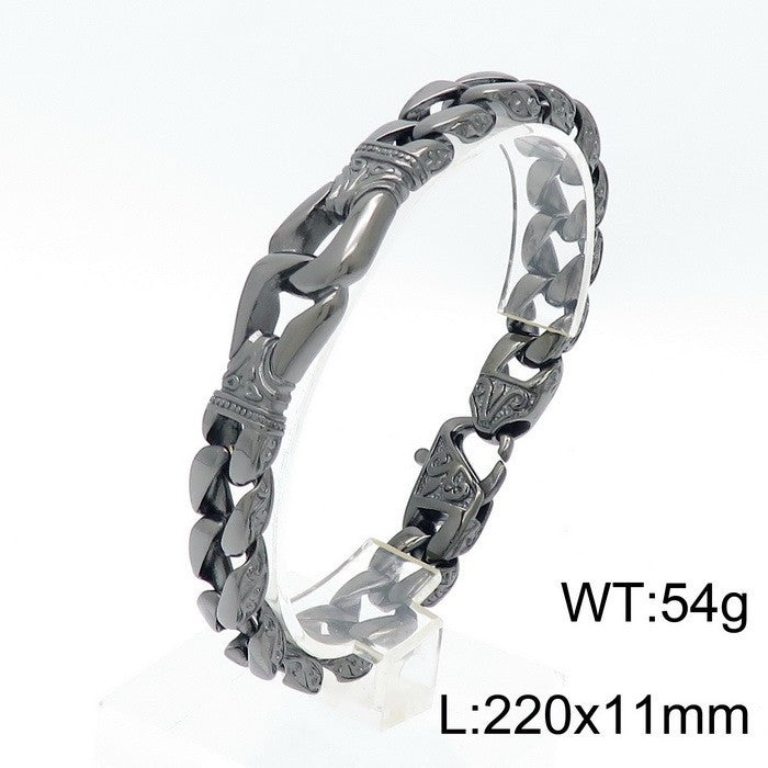 Planderful Titanium Steel Men Engraved Bracelet Domineering