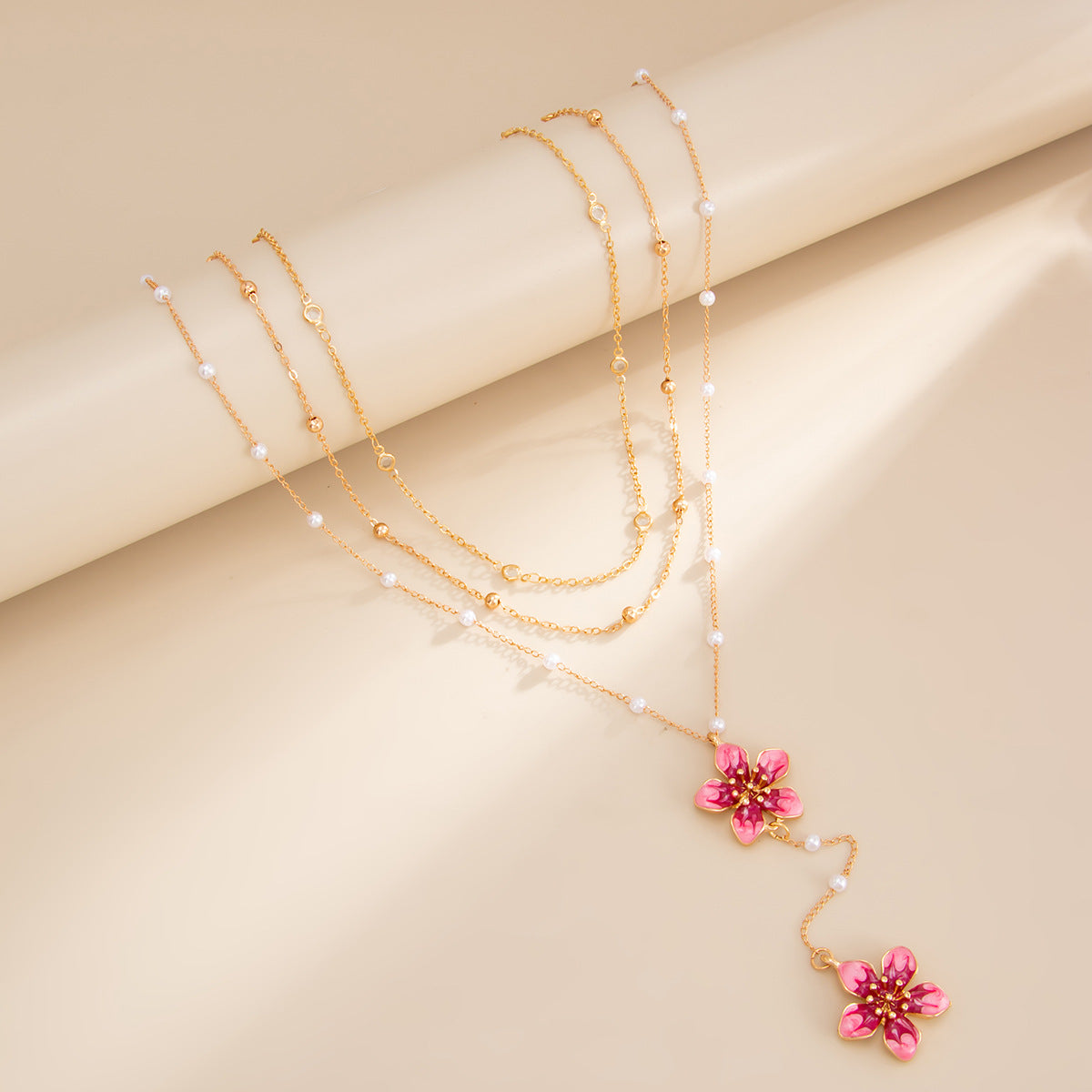 Crystal-Style Dripping Flower Y-Necklace