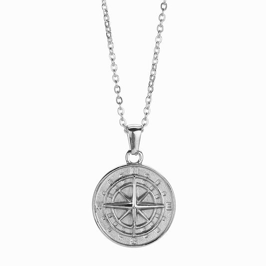 Planderful Stainless Steel Compass Necklace For Hip Hop Fans Bold Statement Jewelry Everyday Genie
