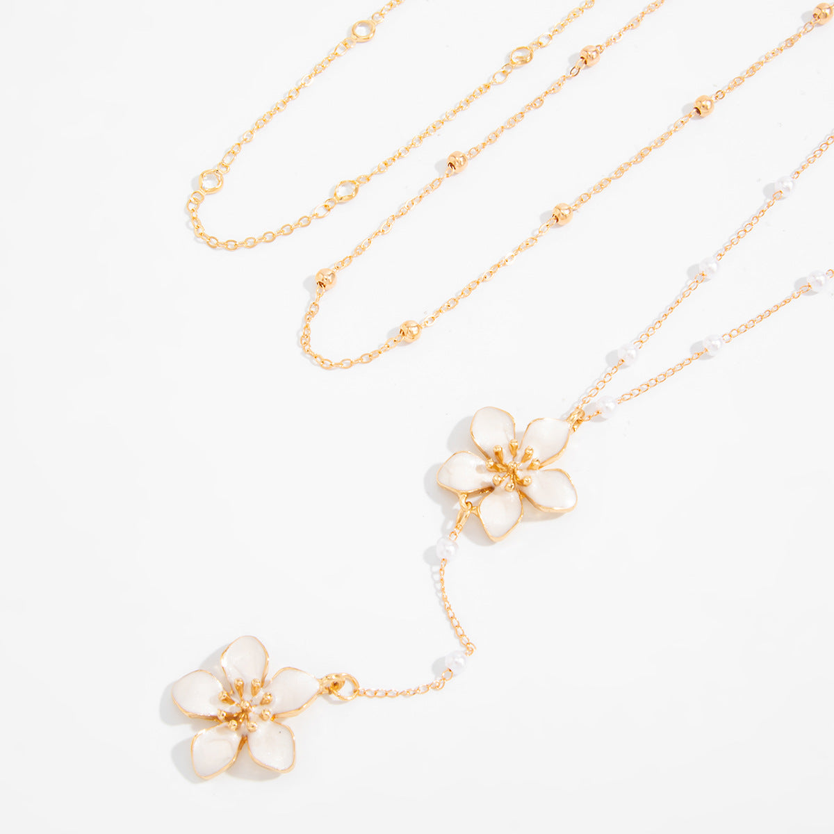 Crystal-Style Dripping Flower Y-Necklace