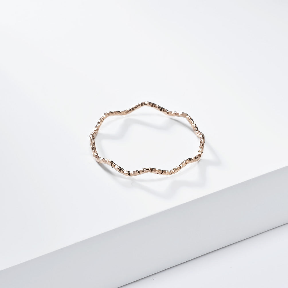 Planderful Light Luxury 1mm Wave Titanium Steel Ring For Women Daily Elegant Wear Jewelry