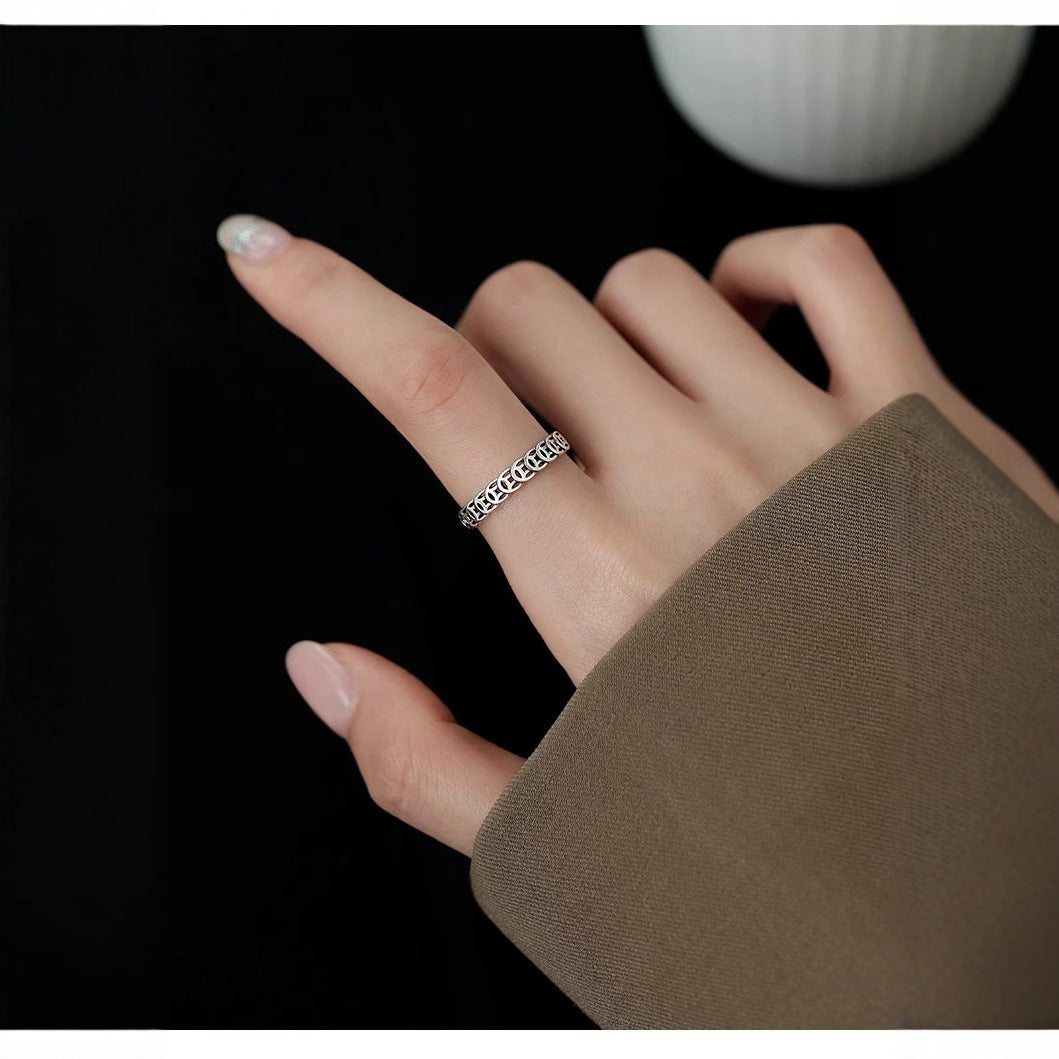 925 Sterling Silver Retro Ring Women's Coin Personalized Design