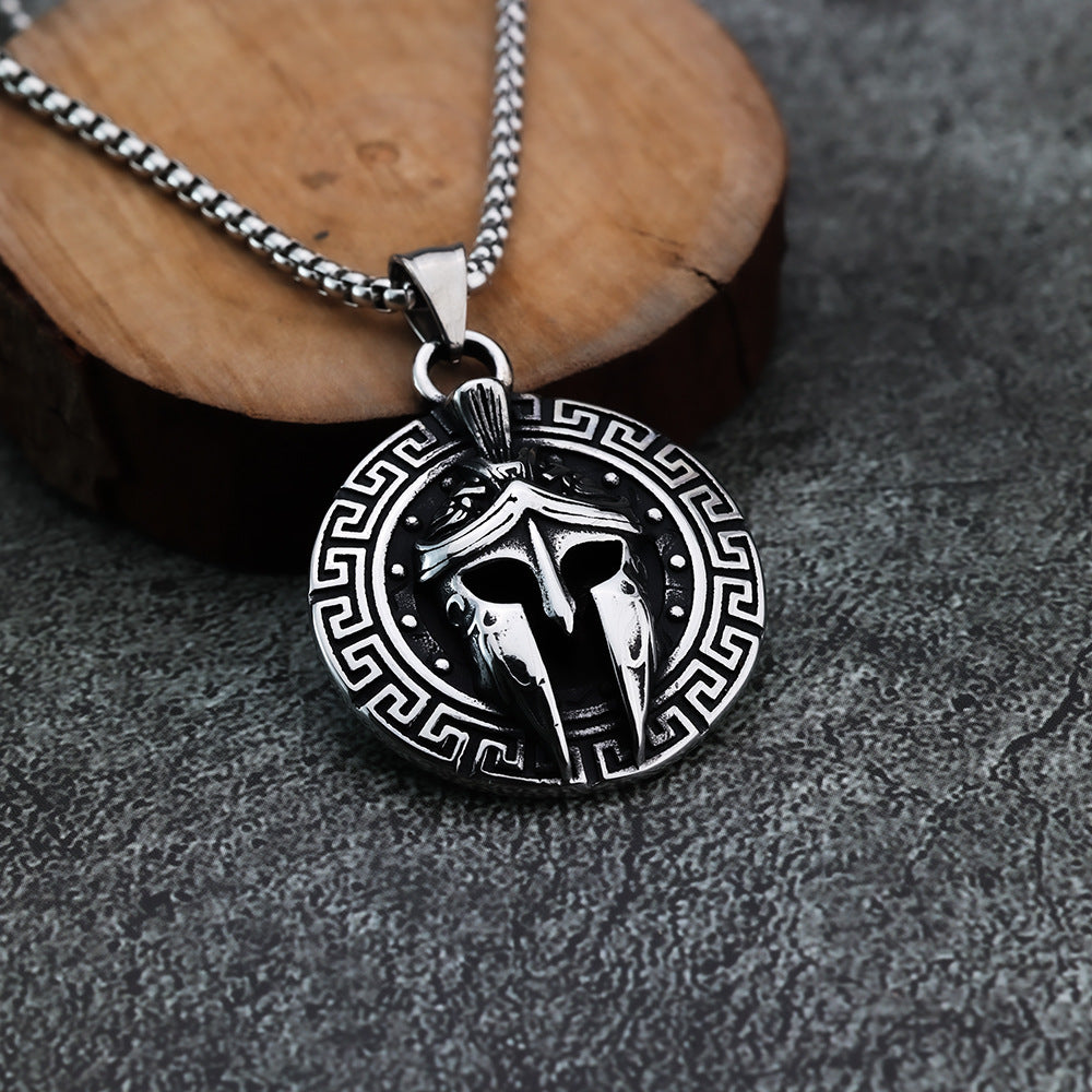 European And American Spartan Mask Titanium Steel Men's Pendant