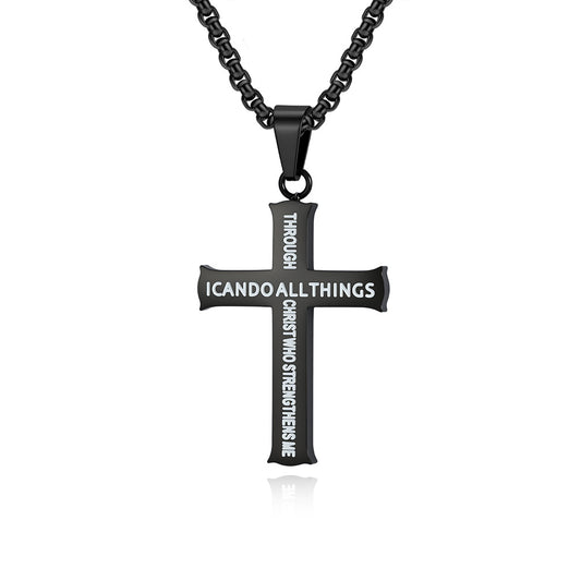 Planderful Cross Necklace Titanium Steel Durable For Men Urban Street Style Personality Pendant Bold Trendsetting Gear