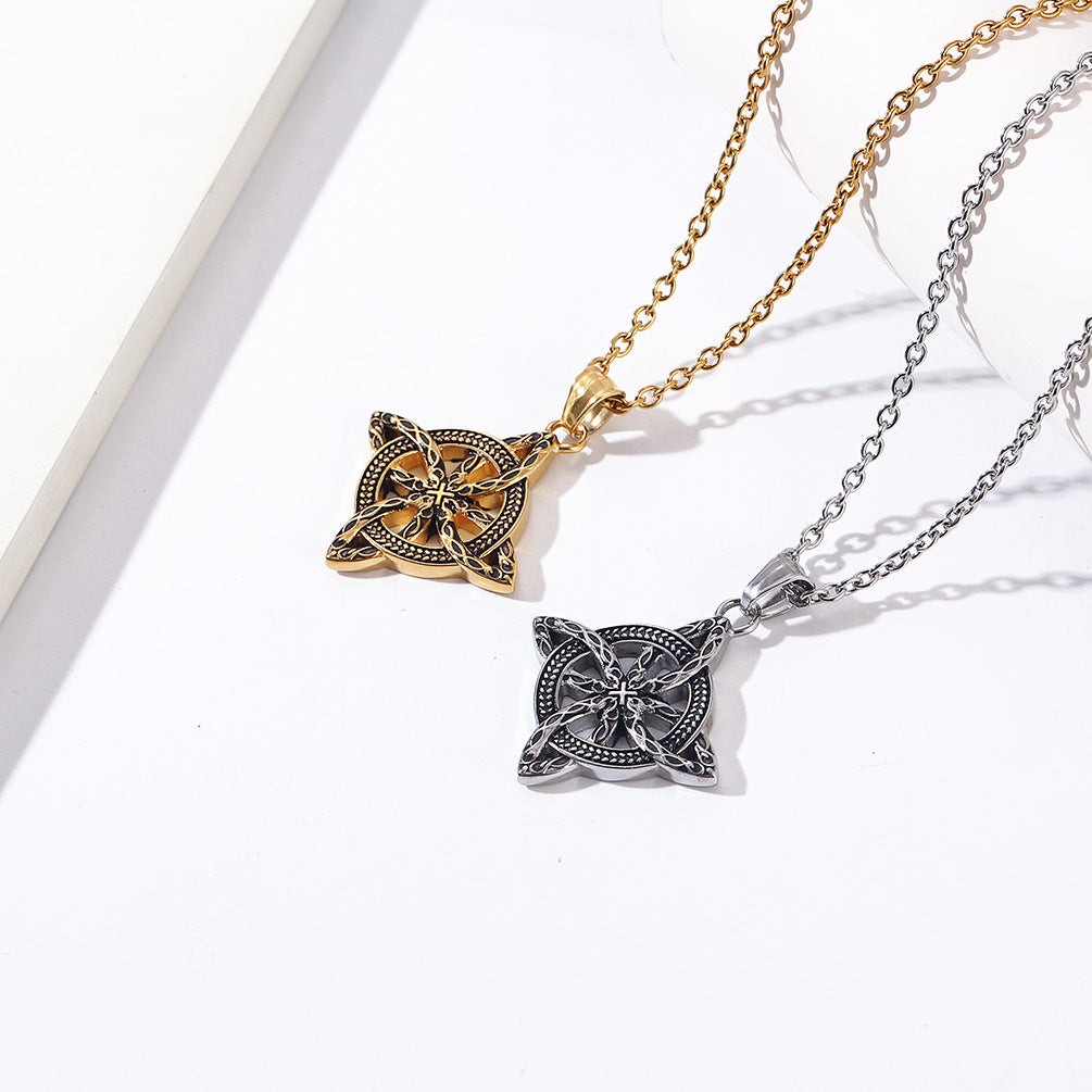 Cross-Border Titanium Steel Nordic Celtic Knot Necklace for Men