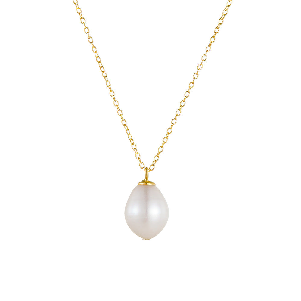 Single Pearl Pendant Necklace Natural Baroque Freshwater