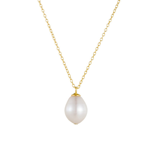 Single Pearl Pendant Necklace Natural Baroque Freshwater