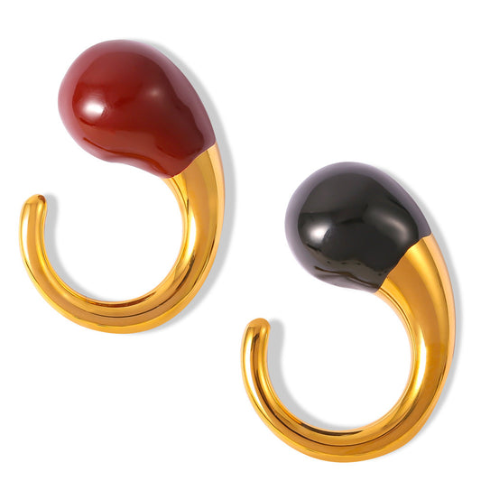 Geometric Water Drop Open Ring in Titanium Steel