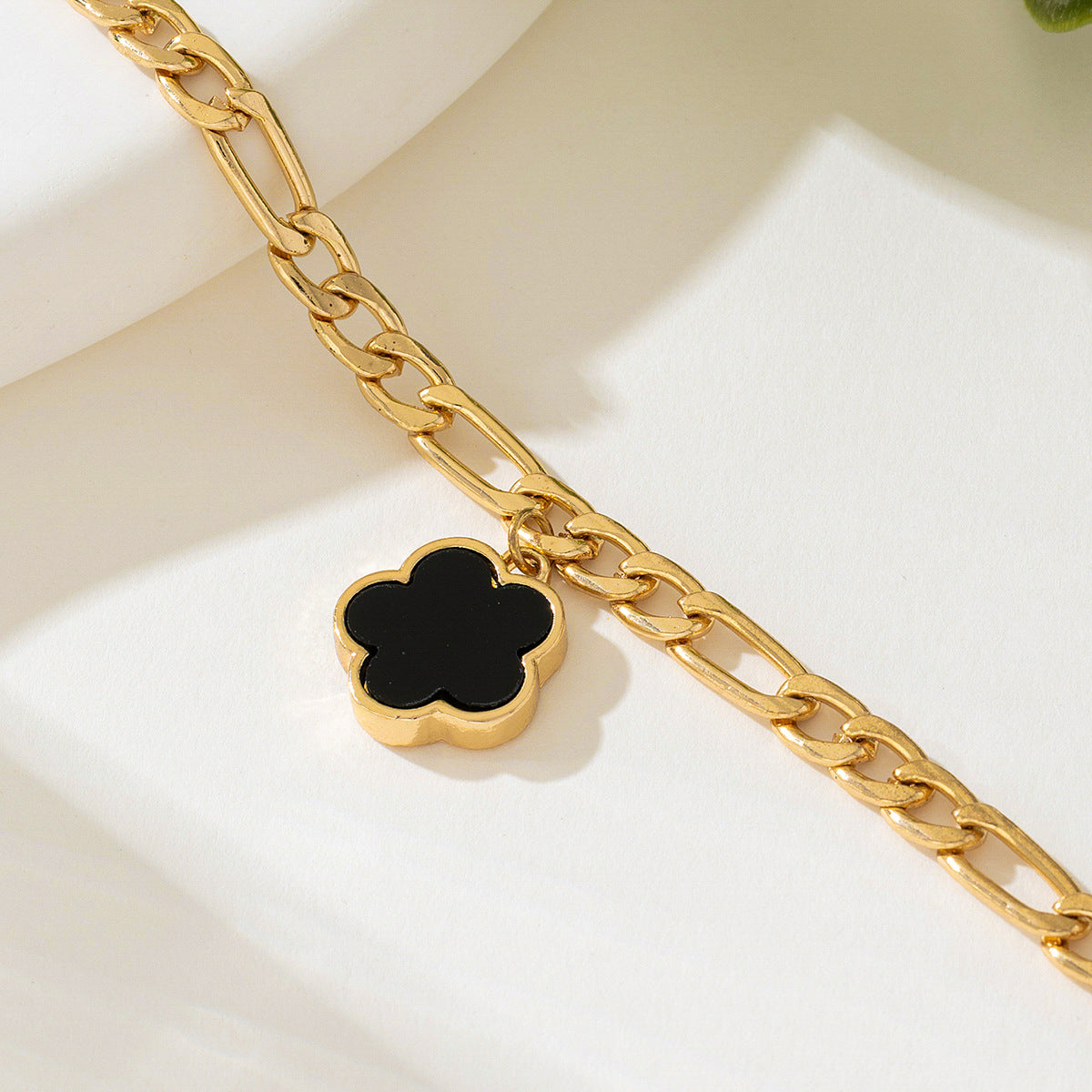 Planderful Vienna Verve Bracelet – Elegant OT Buckle Chain with Lucky Flower Pendant