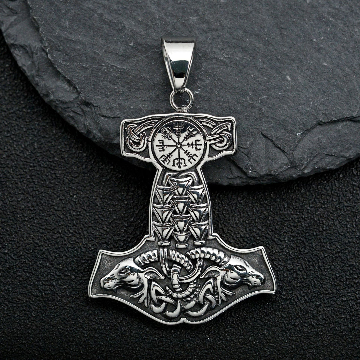 Steel Necklace – Vintage Nordic Thor's Hammer Pendant For Everyday Wear Unisex Accessory