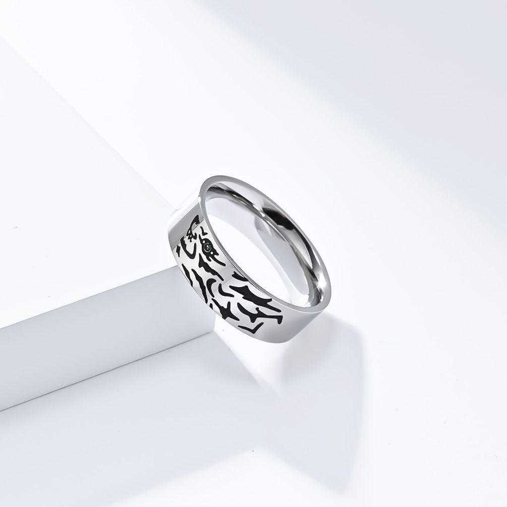 Planderful Everyday Genie Steel Ring Unisex Minimalist Stick Figure Animal Design Sizes To 12