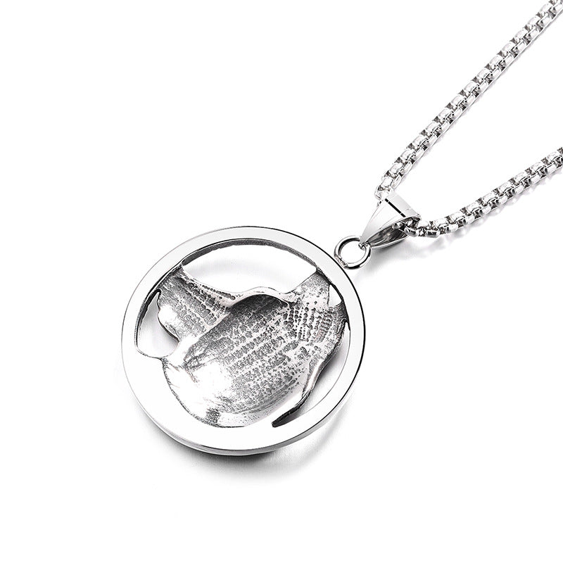Steel Necklace - Vintage Viking Wolf Head Design