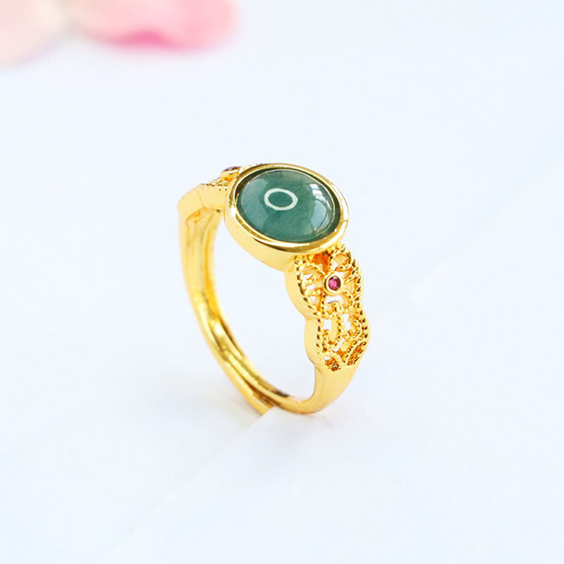 Blue-Water Jadeite Filigree Ring